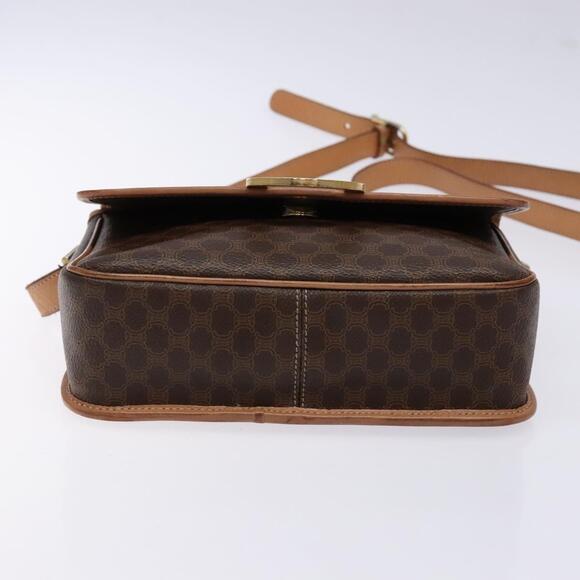 CELINE Macadam Canvas Circle Shoulder Bag Pvc Leather Brown Gold - Picture 9 of 12